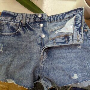 Button fly highrise jean shorts